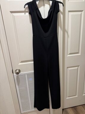 Lulu's Black Sleeveless Wide-Leg Jumpsuit with Draped Neckline
